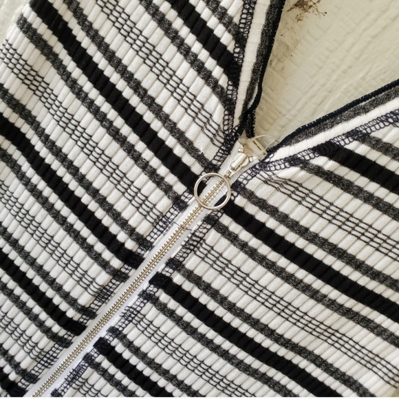 We The Free People Black Striped Front Zip Maxi Tank Duster Cover Up Medium - Picture 5 of 7